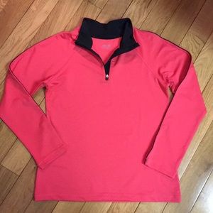 Women’s coral quarter zip long sleeve top